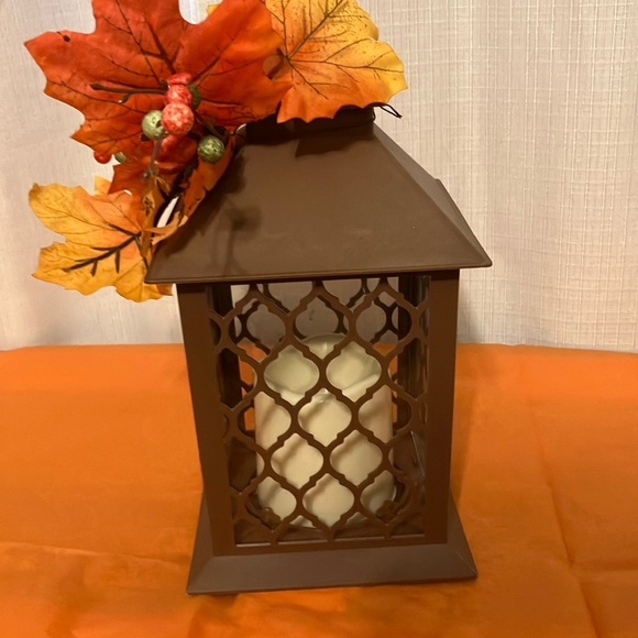 Other - Brown lantern with realistic, colorful leaves, and lights up